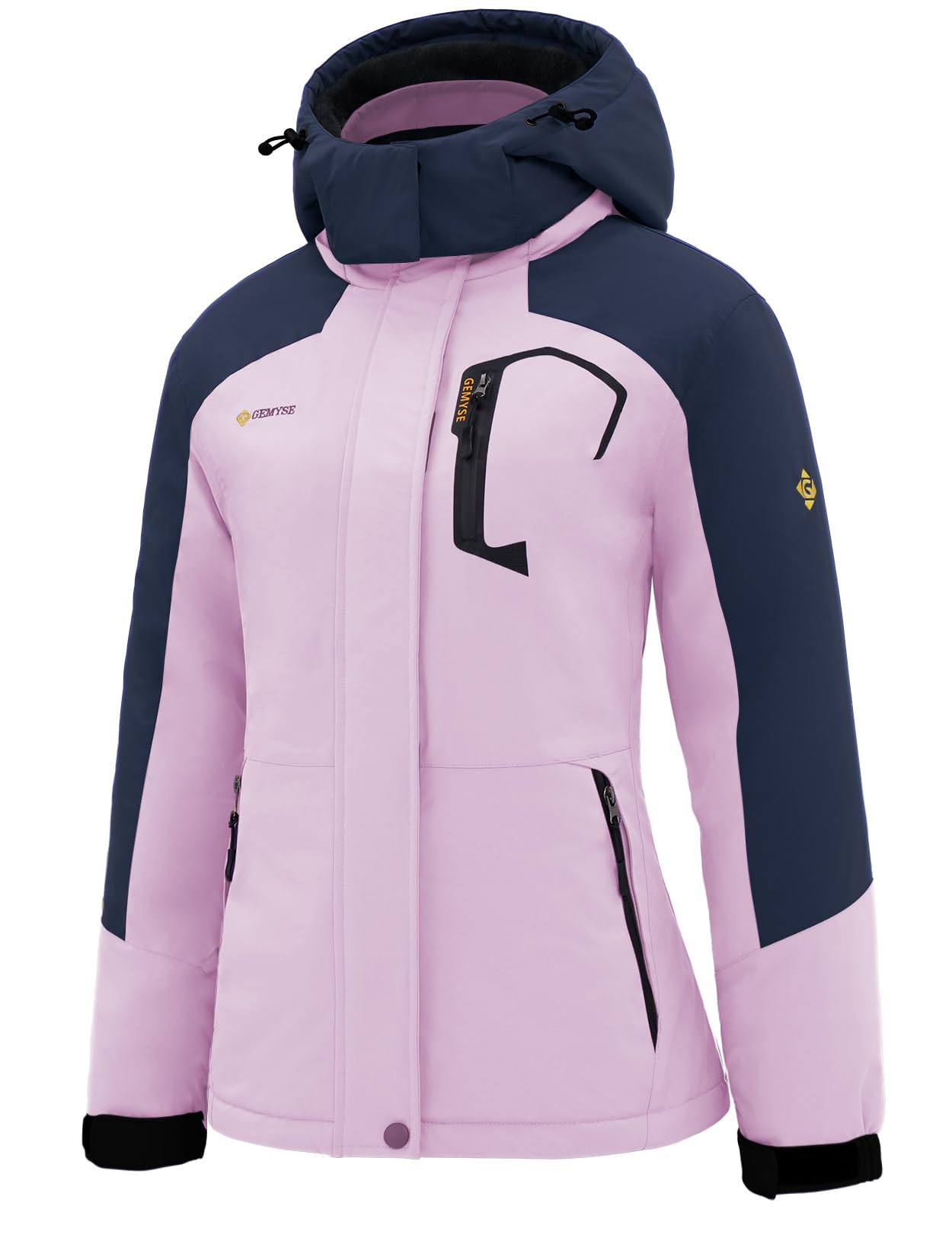 GEMYSE Women's Ski Snow Jacket Warm Winter Waterproof Coat Snowboard Rain Jacket Hooded Windproof Windbreaker